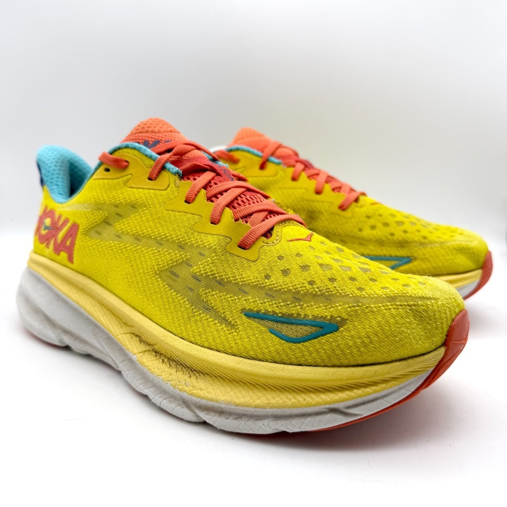 Hoka One One Clifton 9 Mens Size 11 D Yellow Athletic Running Shoes Sneakers